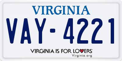 VA license plate VAY4221