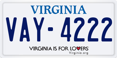 VA license plate VAY4222