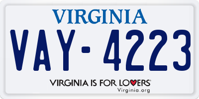 VA license plate VAY4223