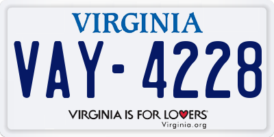 VA license plate VAY4228