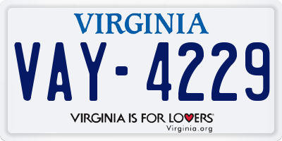 VA license plate VAY4229