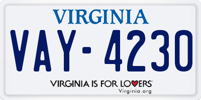 VA license plate VAY4230