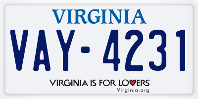 VA license plate VAY4231