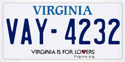 VA license plate VAY4232