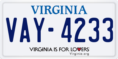 VA license plate VAY4233