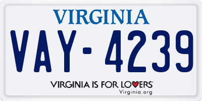VA license plate VAY4239
