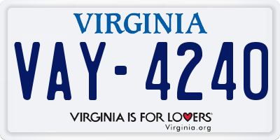 VA license plate VAY4240