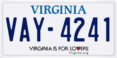 VA license plate VAY4241
