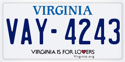 VA license plate VAY4243