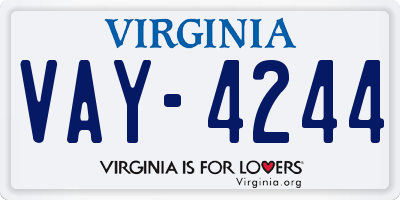 VA license plate VAY4244