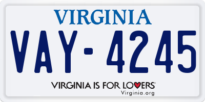 VA license plate VAY4245