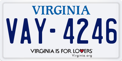 VA license plate VAY4246