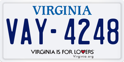 VA license plate VAY4248