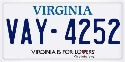 VA license plate VAY4252