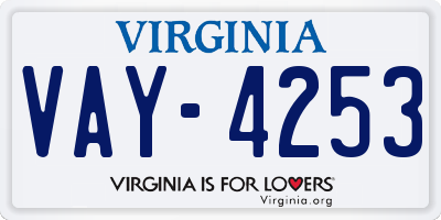 VA license plate VAY4253