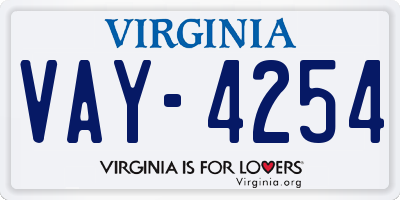 VA license plate VAY4254