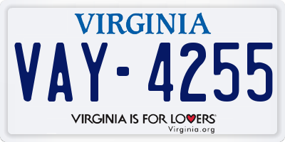 VA license plate VAY4255