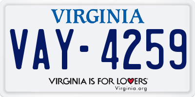 VA license plate VAY4259