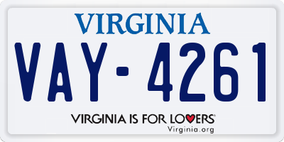 VA license plate VAY4261