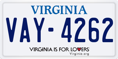 VA license plate VAY4262