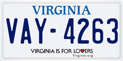 VA license plate VAY4263