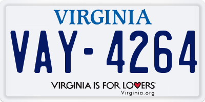 VA license plate VAY4264