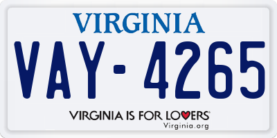 VA license plate VAY4265