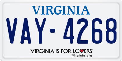 VA license plate VAY4268