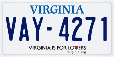 VA license plate VAY4271