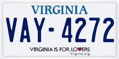 VA license plate VAY4272