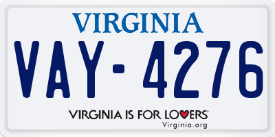 VA license plate VAY4276