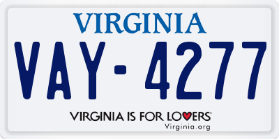 VA license plate VAY4277