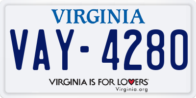 VA license plate VAY4280