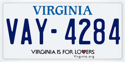 VA license plate VAY4284