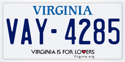 VA license plate VAY4285