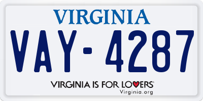 VA license plate VAY4287