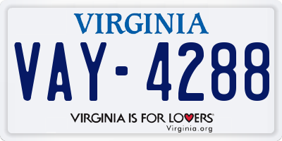 VA license plate VAY4288