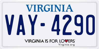 VA license plate VAY4290