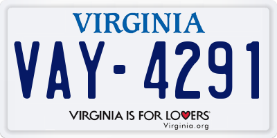 VA license plate VAY4291