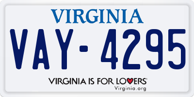 VA license plate VAY4295