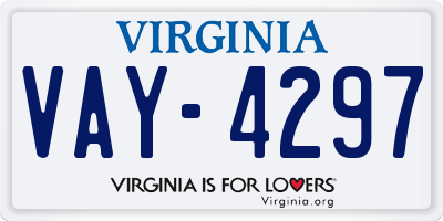 VA license plate VAY4297