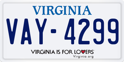 VA license plate VAY4299