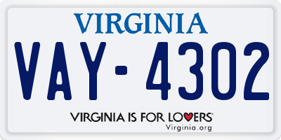 VA license plate VAY4302