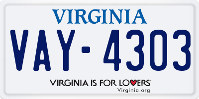 VA license plate VAY4303