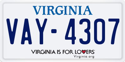 VA license plate VAY4307