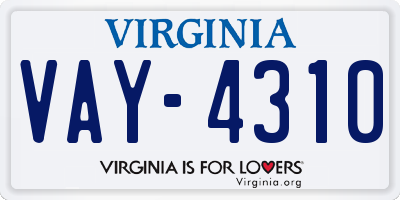 VA license plate VAY4310