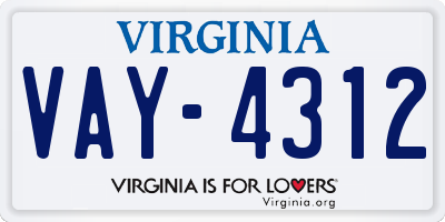 VA license plate VAY4312