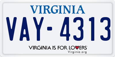 VA license plate VAY4313