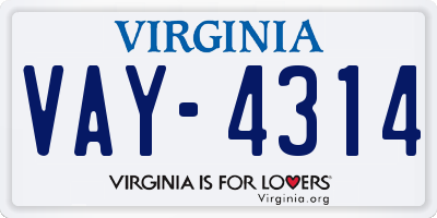 VA license plate VAY4314