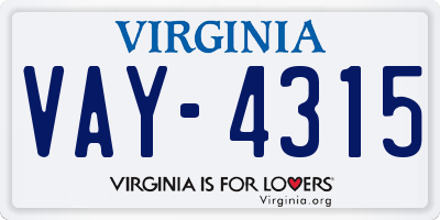VA license plate VAY4315